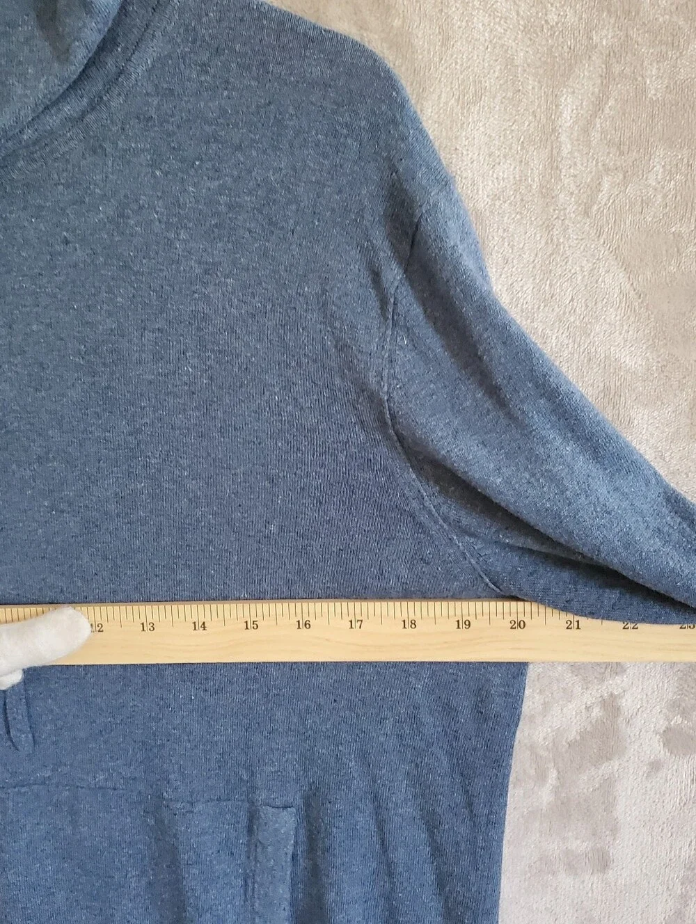 Banana Republic Silk Linen Hoodie Men's L Blue Casual Quiet Luxury Pullover